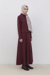 Cupra Suede Skirt and Blouse Set - Burgundy