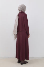 Cupra Suede Skirt and Blouse Set - Burgundy
