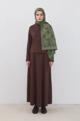 Cupra Suede Skirt and Blouse Set - Coffee