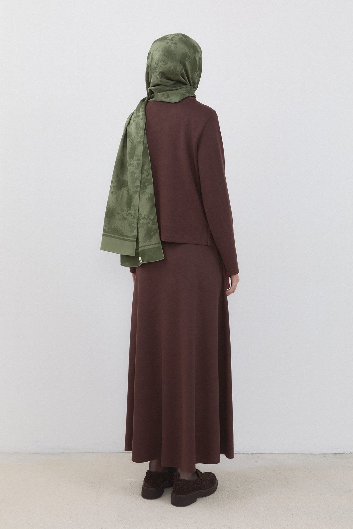 Cupra Suede Skirt and Blouse Set - Coffee