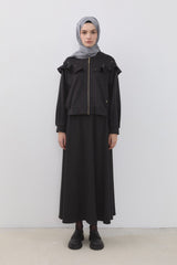 Cupra Suede Skirt and Jacket Set - Black