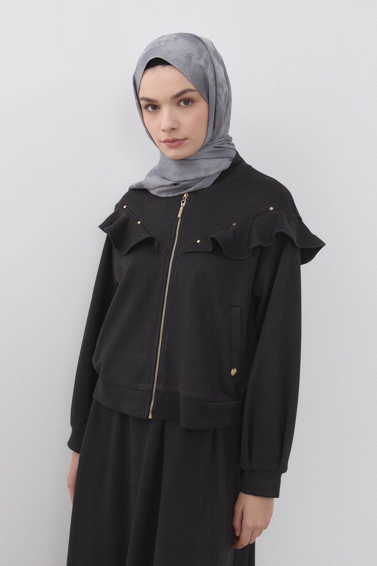Cupra Suede Skirt and Jacket Set - Black
