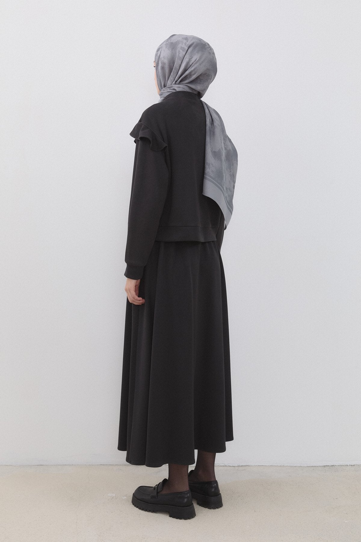 Cupra Suede Skirt and Jacket Set - Black