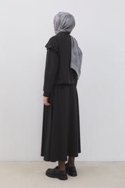 Cupra Suede Skirt and Jacket Set - Black