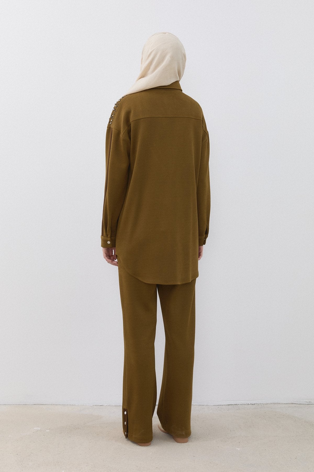 Cupra Süet Pantolon Tunik Takım - Olive