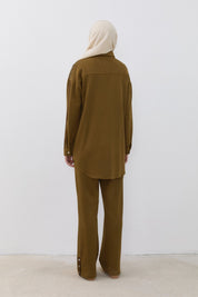 Cupra Süet Pantolon Tunik Takım - Olive