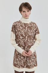 D Buckle Detail Knitted Tunic - Brown