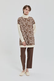 D Buckle Detail Knitted Tunic - Brown