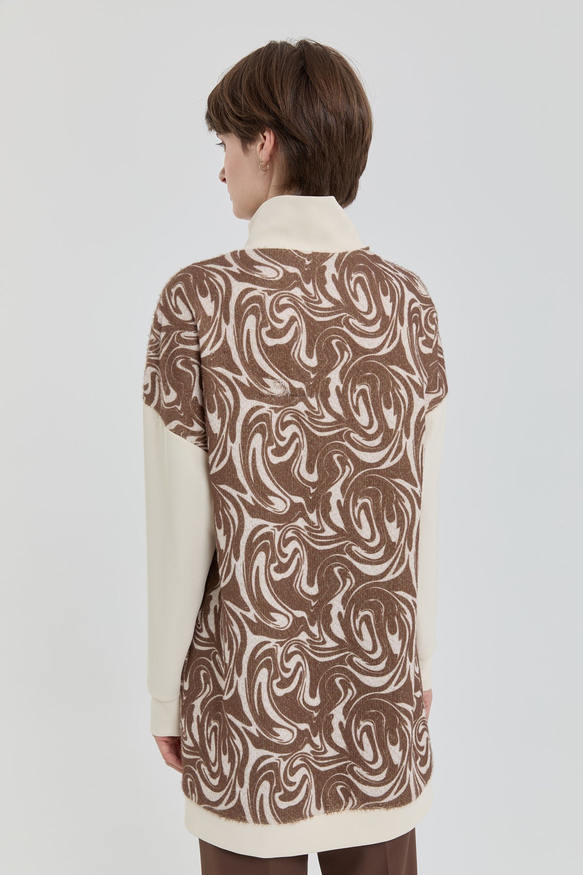 D Buckle Detail Knitted Tunic - Brown