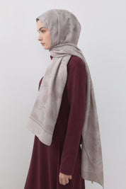 Wave Pattern Naia Cotton Scarf - Light Grey