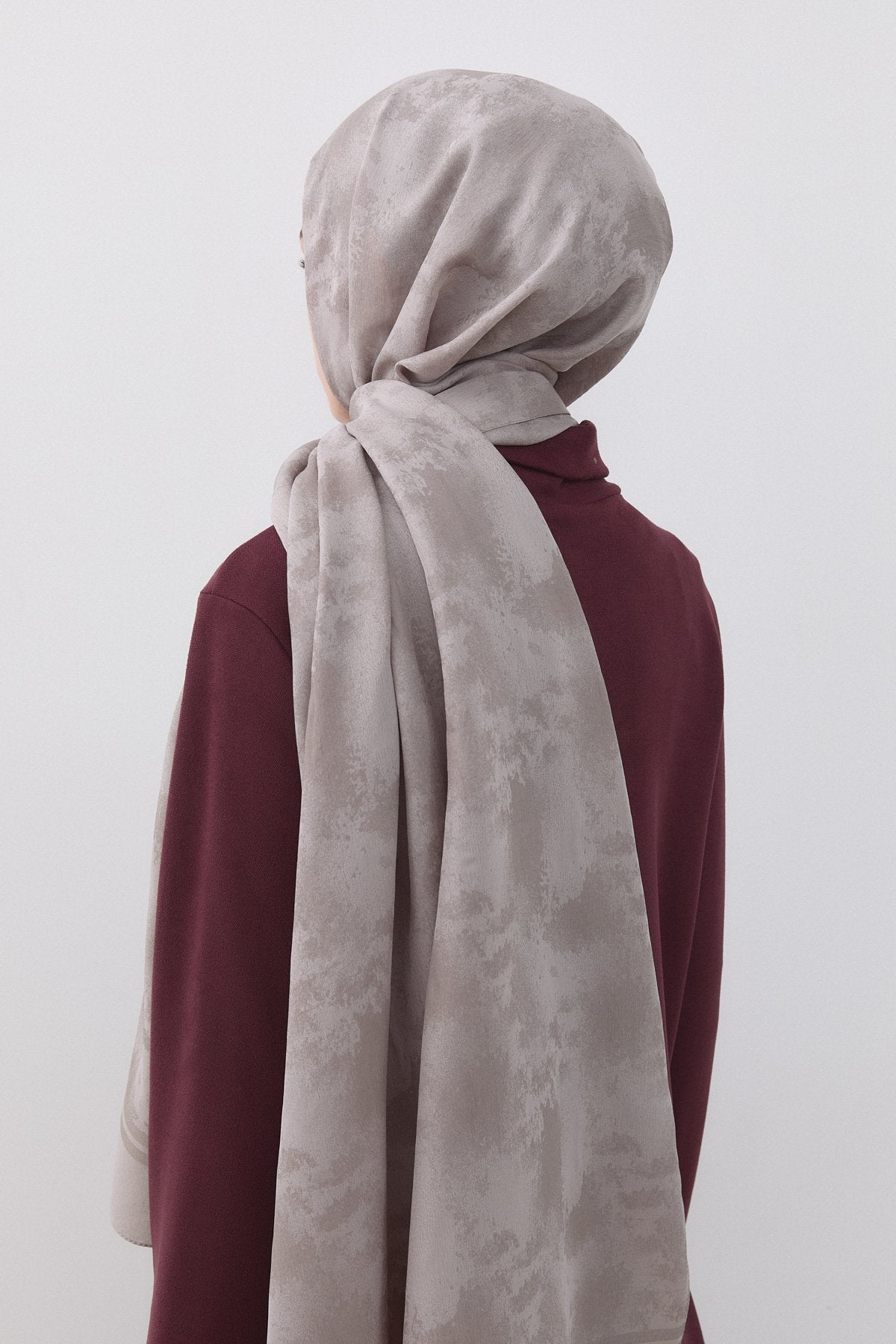 Wave Pattern Naia Cotton Scarf - Light Grey