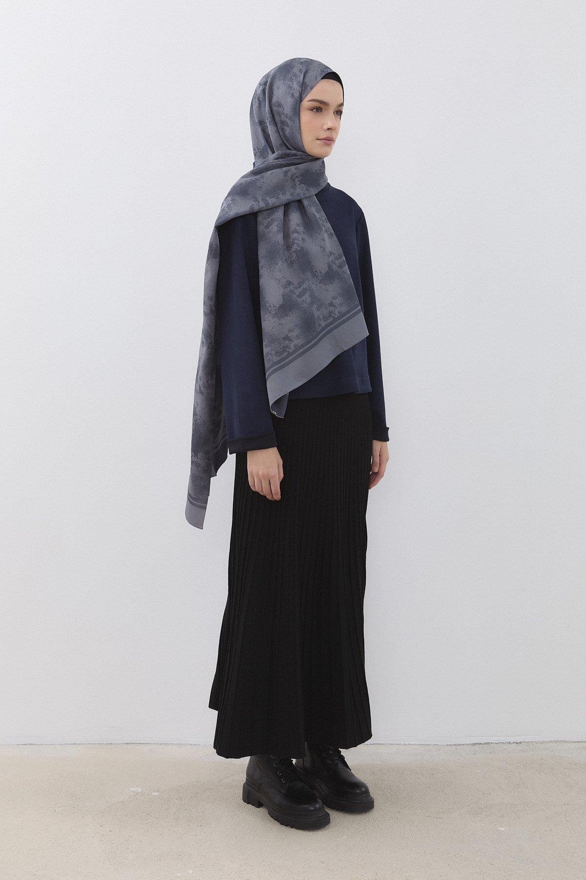 Wave Pattern Naia Cotton Scarf - Smoke Grey