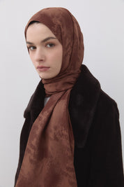 Wave Pattern Naia Cotton Scarf - Coffee
