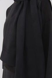 Wave Pattern Naia Cotton Scarf - Black