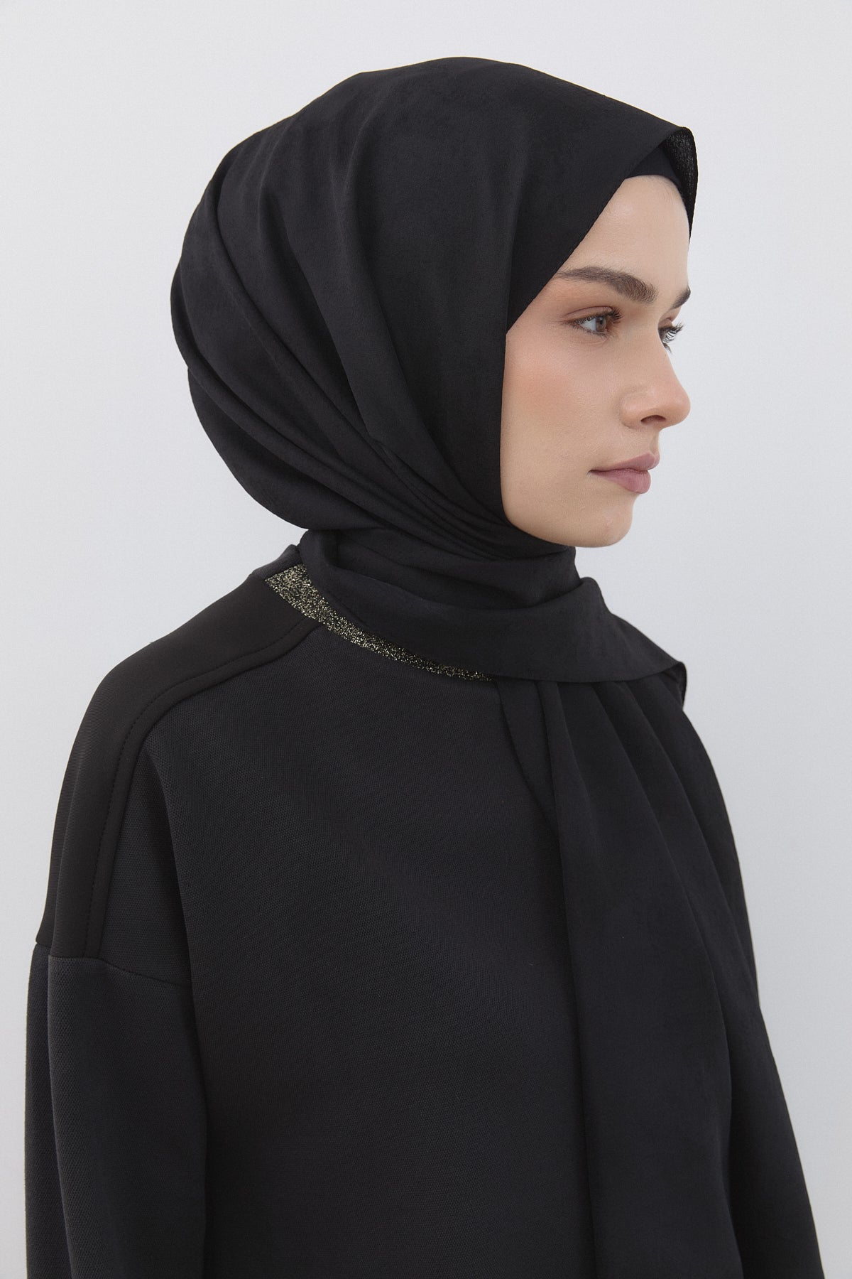 Wave Pattern Naia Cotton Scarf - Black