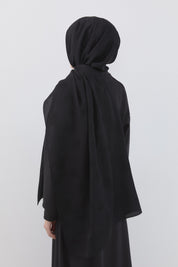 Wave Pattern Naia Cotton Scarf - Black