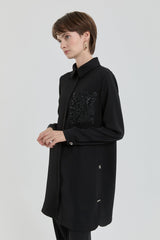 Lace Detail Pocket Tunic - Black