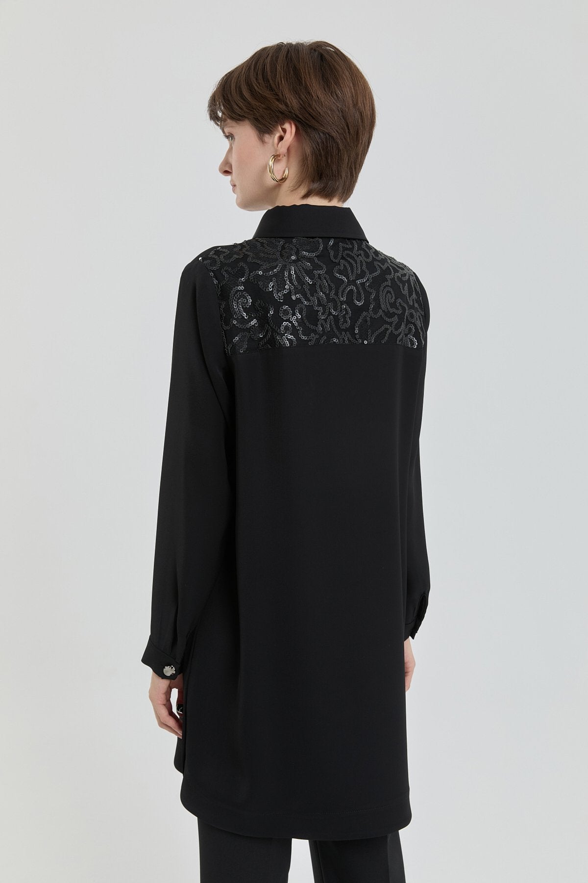Lace Detail Pocket Tunic - Black