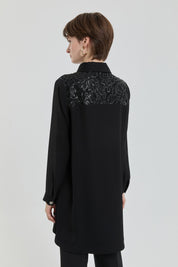 Lace Detail Pocket Tunic - Black