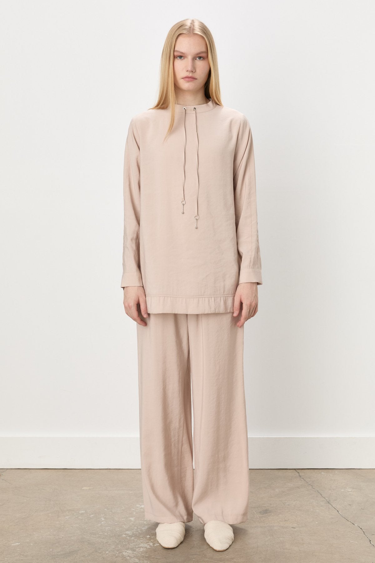 Pantolon Tunik Modal Takım - Bej