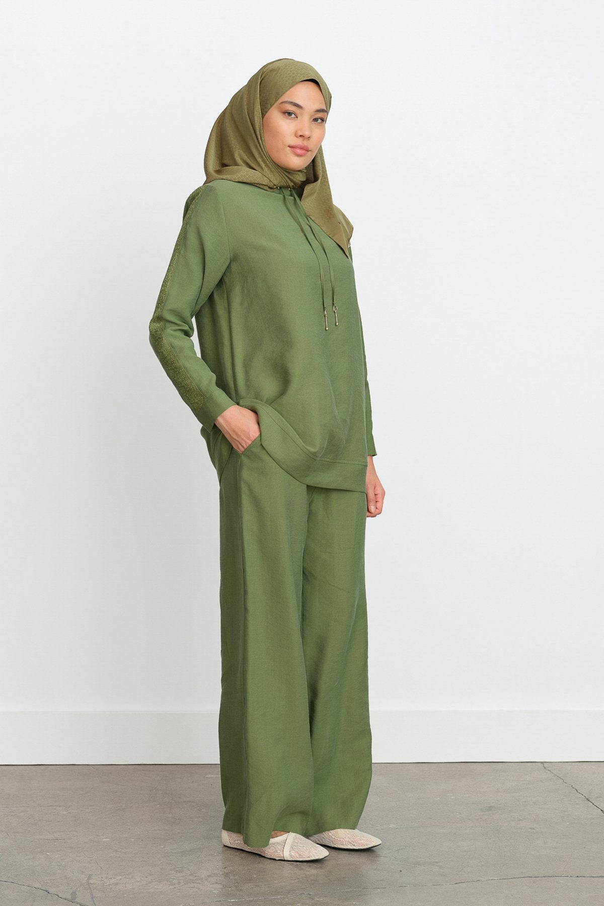 Lace Detail Tencel Pants and Tunic Set - Amazon