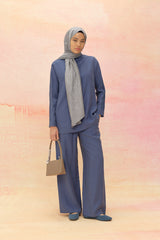 Lace Detailed Tencel Pants and Tunic Tencel Blend Set - Indigo