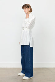 Lace and Pearl Embellished Cotton Tunic - Ecru