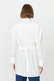 Lace and Pearl Embellished Cotton Tunic - Ecru