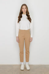 Dar Paça Kanvas Denim Pantolon - Camel