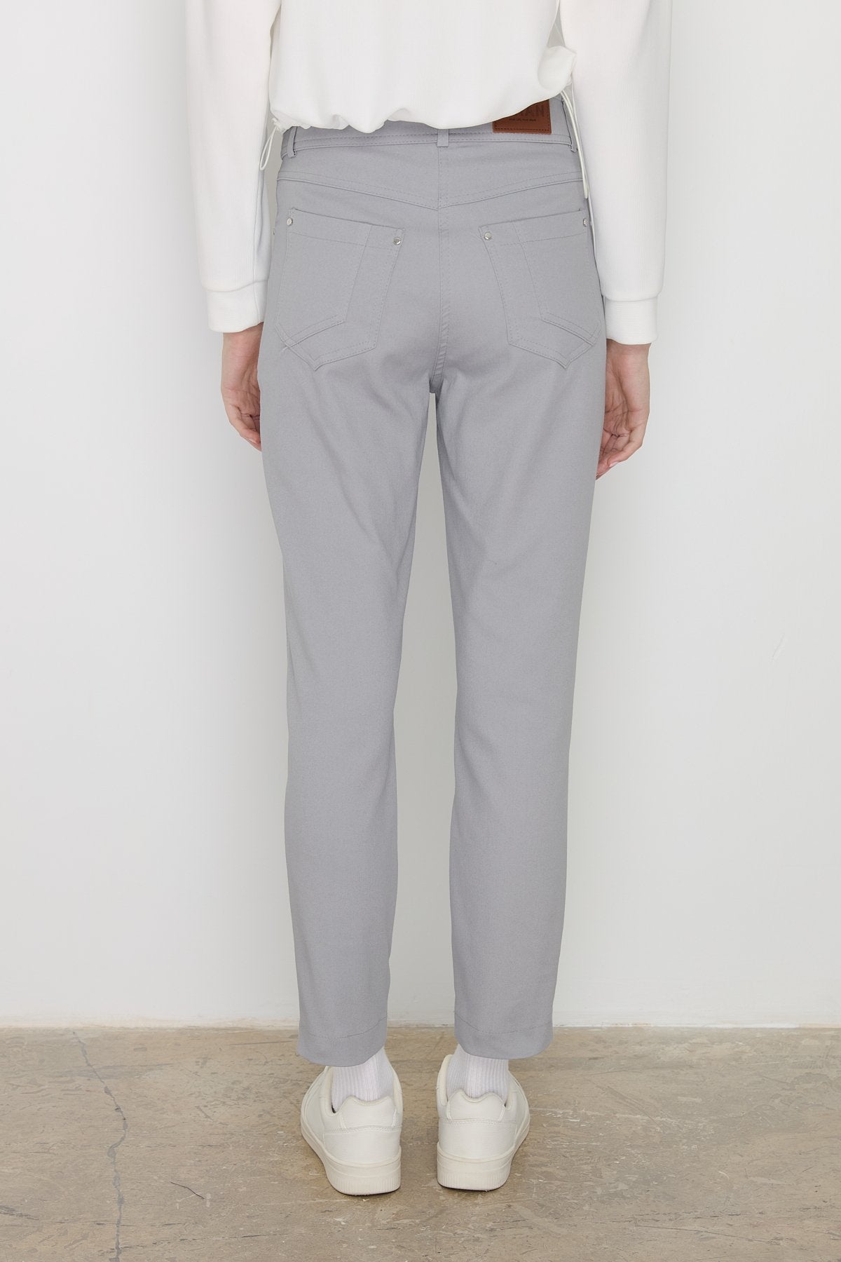 Dar Paça Kanvas Denim Pantolon - Gri