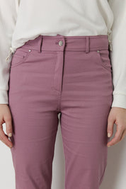 Dar Paça Kanvas Denim Pantolon - Gül Kurusu