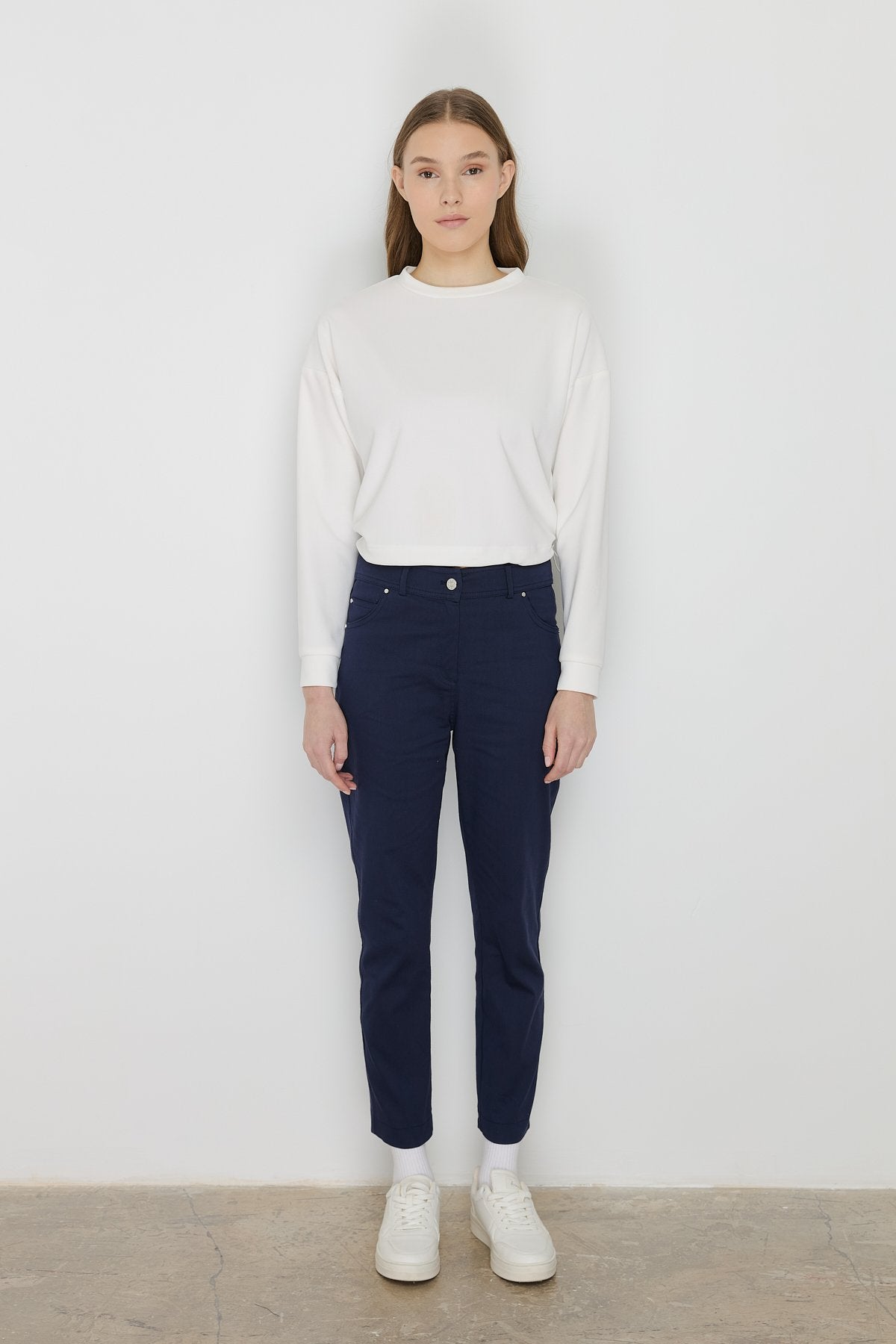 Dar Paça Kanvas Denim Pantolon - Lacivert