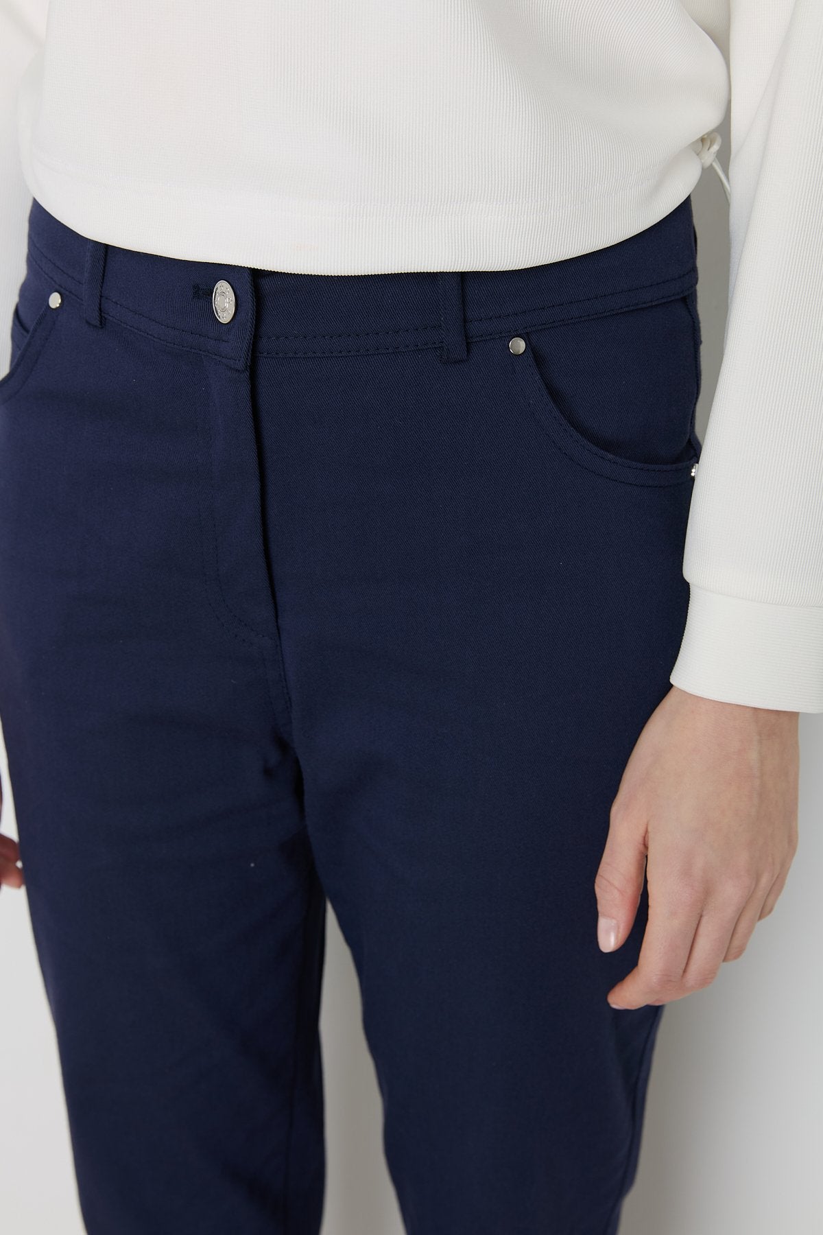 Dar Paça Kanvas Denim Pantolon - Lacivert