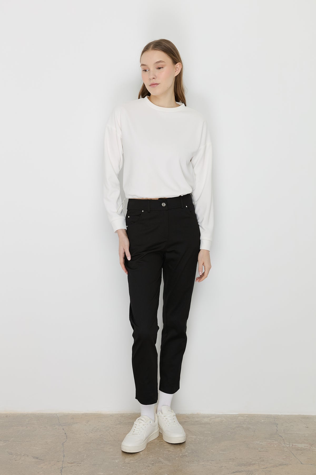 Dar Paça Kanvas Denim Pantolon - Siyah