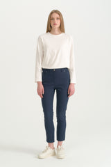 Slim-Fit Canvas Cotton Trousers - Indigo