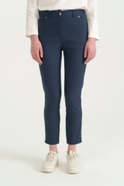 Slim-Fit Canvas Cotton Trousers - Indigo