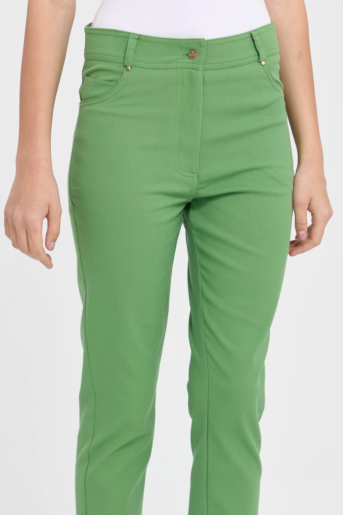 Dar Paça Kanvas Pantolon - Benetton Yeşili