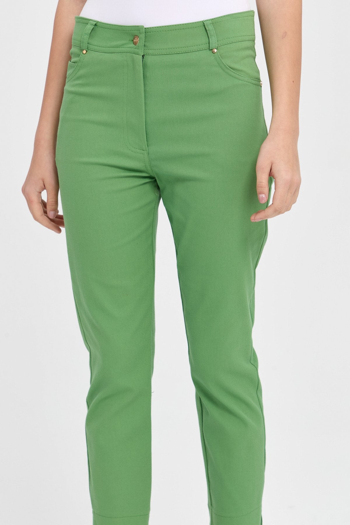 Dar Paça Kanvas Pantolon - Benetton Yeşili