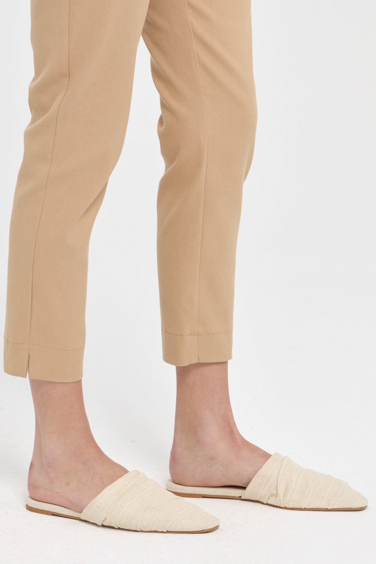 Dar Paça Kanvas Pantolon - Camel