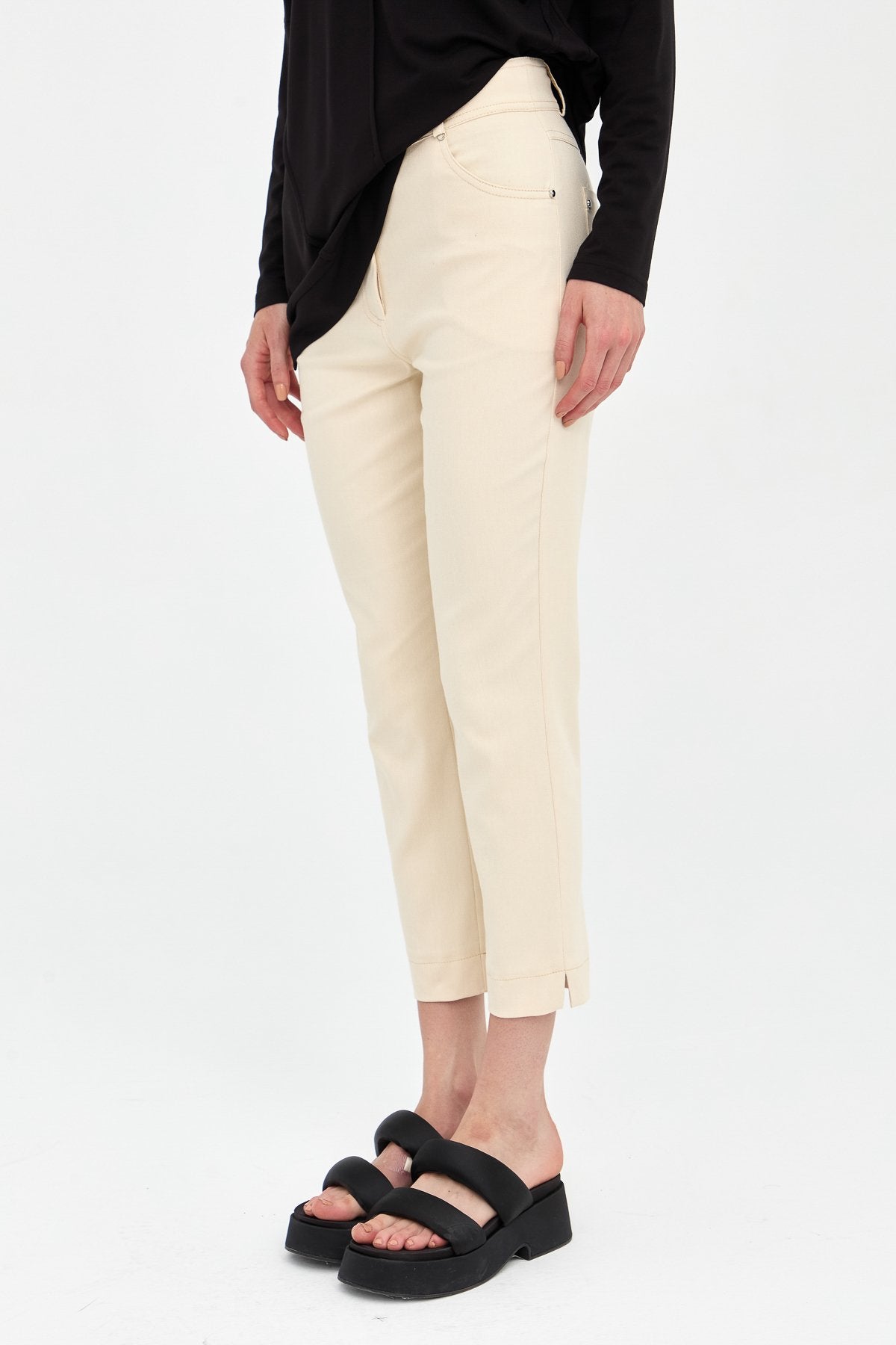 Skinny Canvas Trousers - Cream