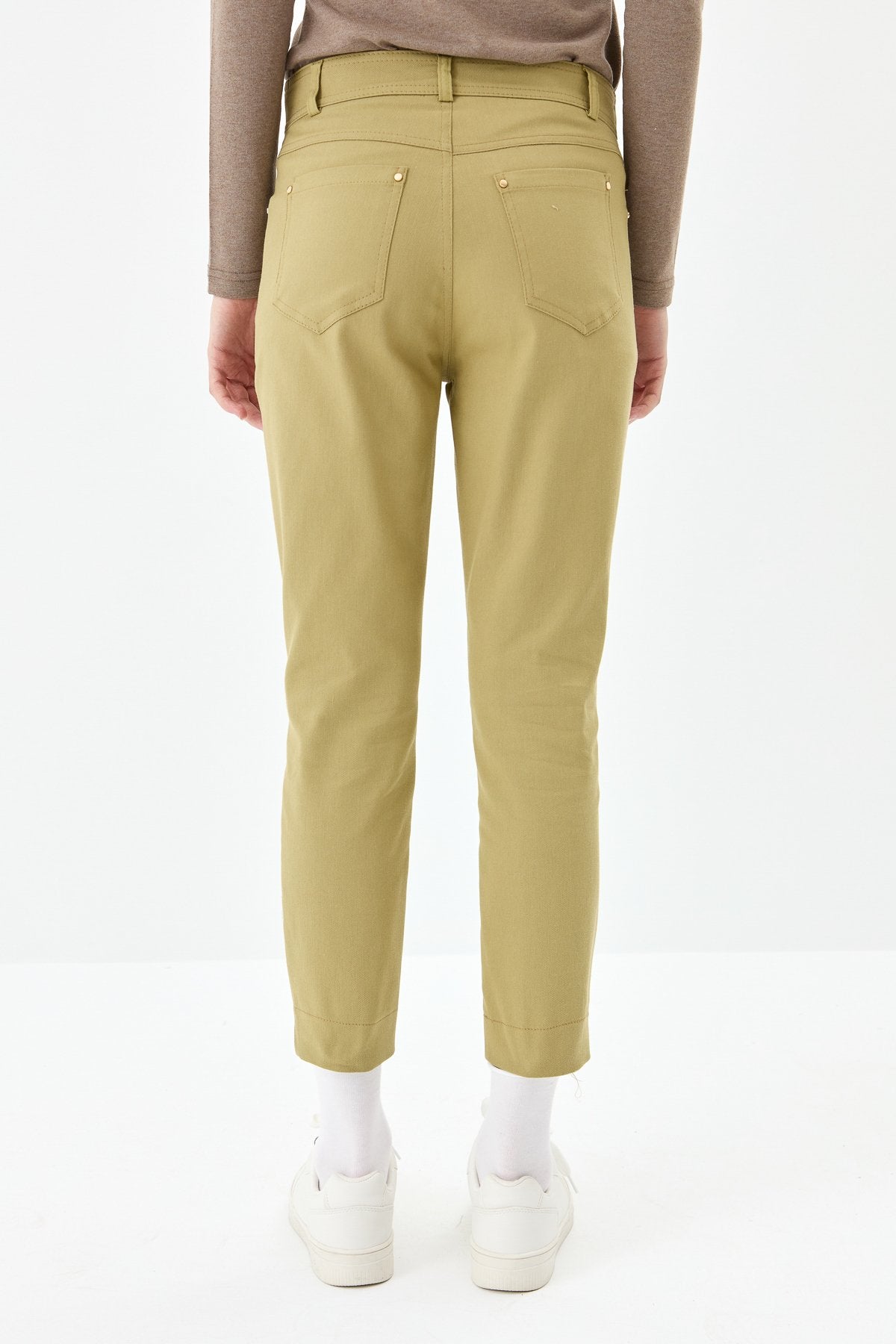 Dar Paça Kanvas Pantolon - Olive