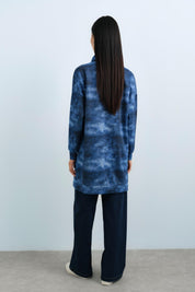 Leather and Zipper Detail Tunic - Indigo