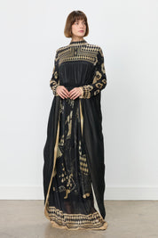 Desenli Abaya - Siyah