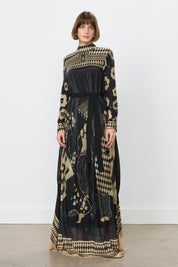 Desenli Abaya - Siyah