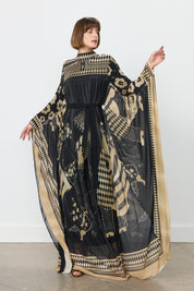 Desenli Abaya - Siyah