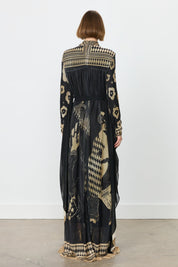 Desenli Abaya - Siyah