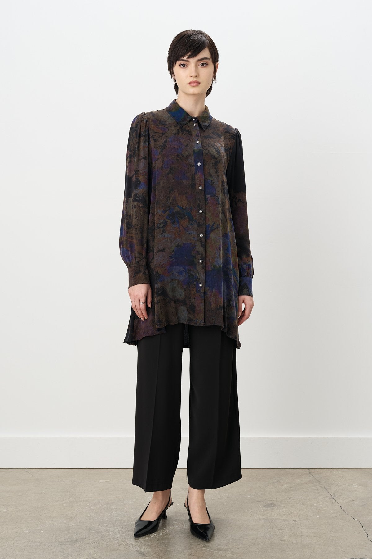 Patterned Cupra Tunic - Purple