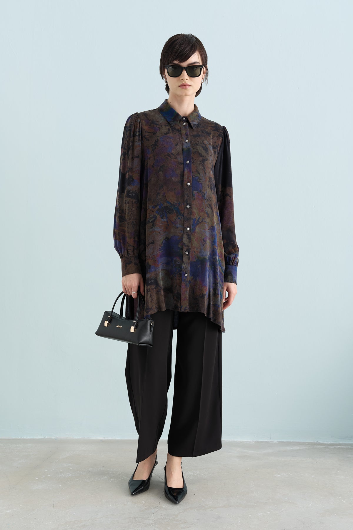 Patterned Cupra Tunic - Purple