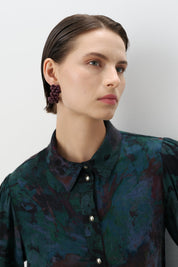 Patterned Cupra Tunic - Green