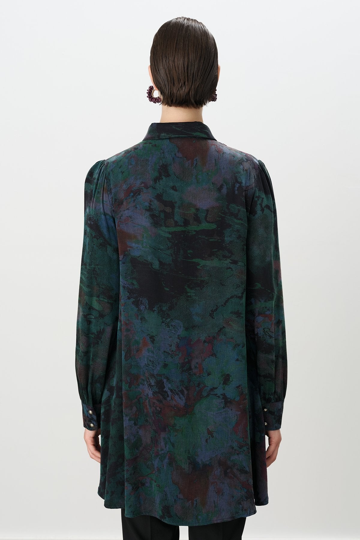 Patterned Cupra Tunic - Green